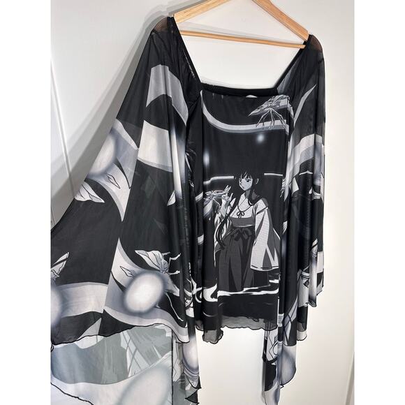 Dolls Kill x InuYasha High-Rank Priestess Mesh Dress | Black White | SZ XXL - Picture 4 of 10